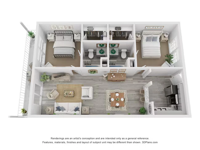 2x2D Luxury Rehab 1150 sq ft 2006 floor plan